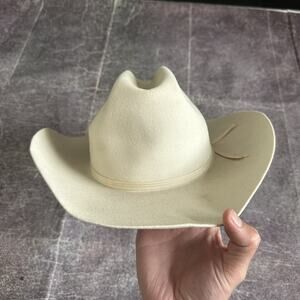 Men's Vintage 80's Macleod Bros Biltmore White Felt Western Cowbot Hat Sz 7 1/8